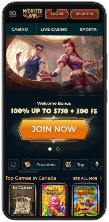 Open the official website Monsterwin