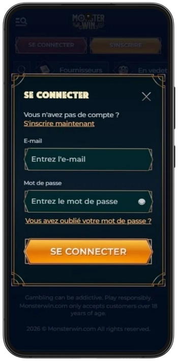 Monsterwin connexion au compte après installation