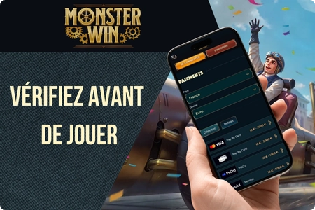 Monsterwin Casino liste de contrôle dépôt pour les joueurs français