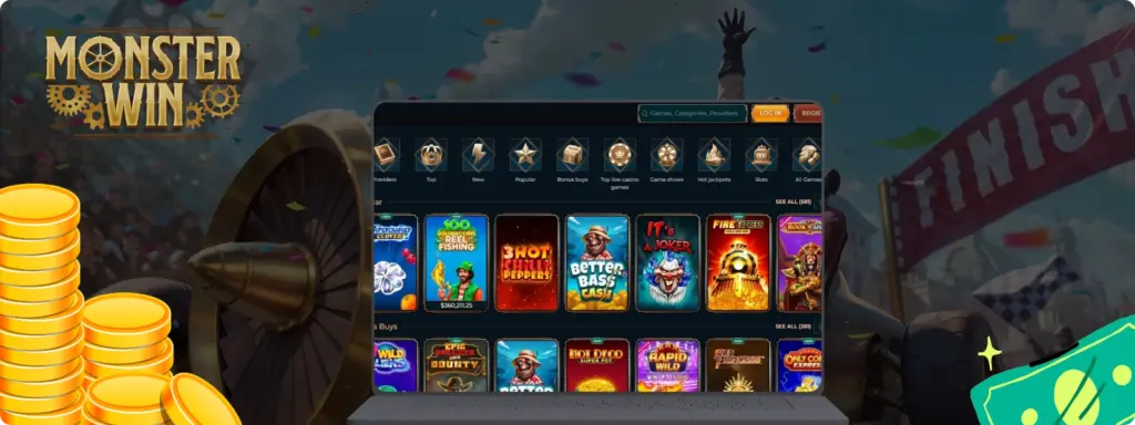 Monsterwin full game lobby slots and live casino